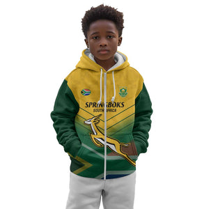 Custom South Africa Rugby Kid Hoodie Springboks Go Champions African Pattern