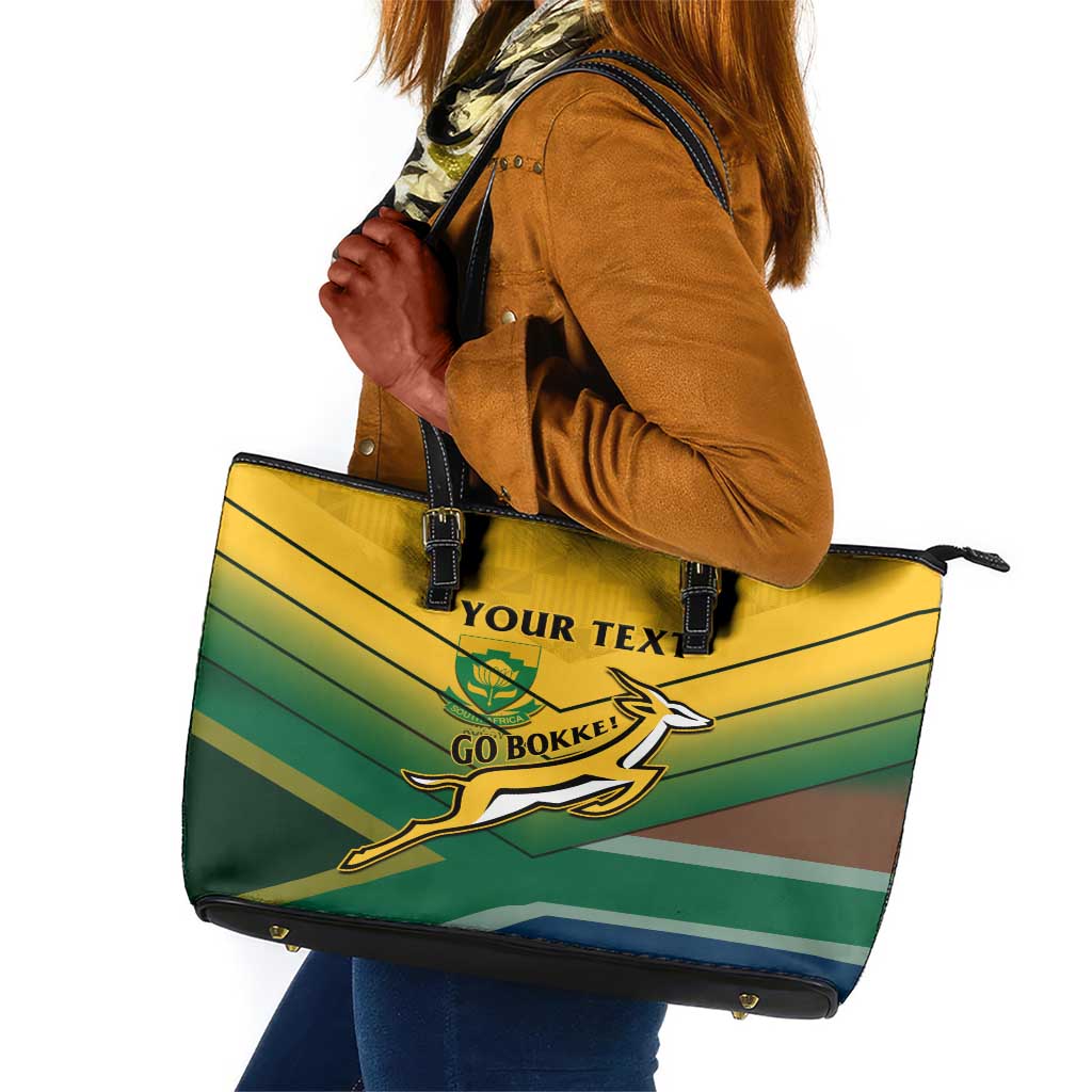 Custom South Africa Rugby Leather Tote Bag Springboks Go Champions African Pattern