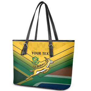 Custom South Africa Rugby Leather Tote Bag Springboks Go Champions African Pattern