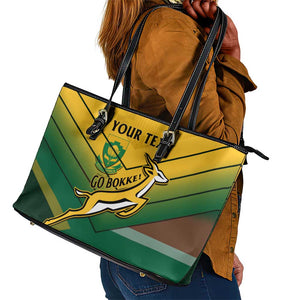 Custom South Africa Rugby Leather Tote Bag Springboks Go Champions African Pattern