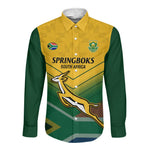 Custom South Africa Rugby Long Sleeve Button Shirt Springboks Go Champions African Pattern