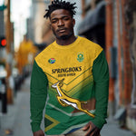 Custom South Africa Rugby Long Sleeve Shirt Springboks Go Champions African Pattern LT14