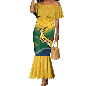 Custom South Africa Rugby Mermaid Dress Springboks Go Champions African Pattern