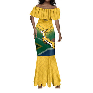 Custom South Africa Rugby Mermaid Dress Springboks Go Champions African Pattern