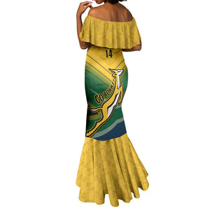 Custom South Africa Rugby Mermaid Dress Springboks Go Champions African Pattern