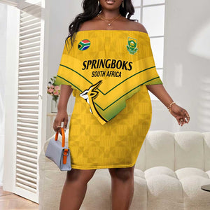 Custom South Africa Rugby Off Shoulder Short Dress Springboks Go Champions African Pattern LT14