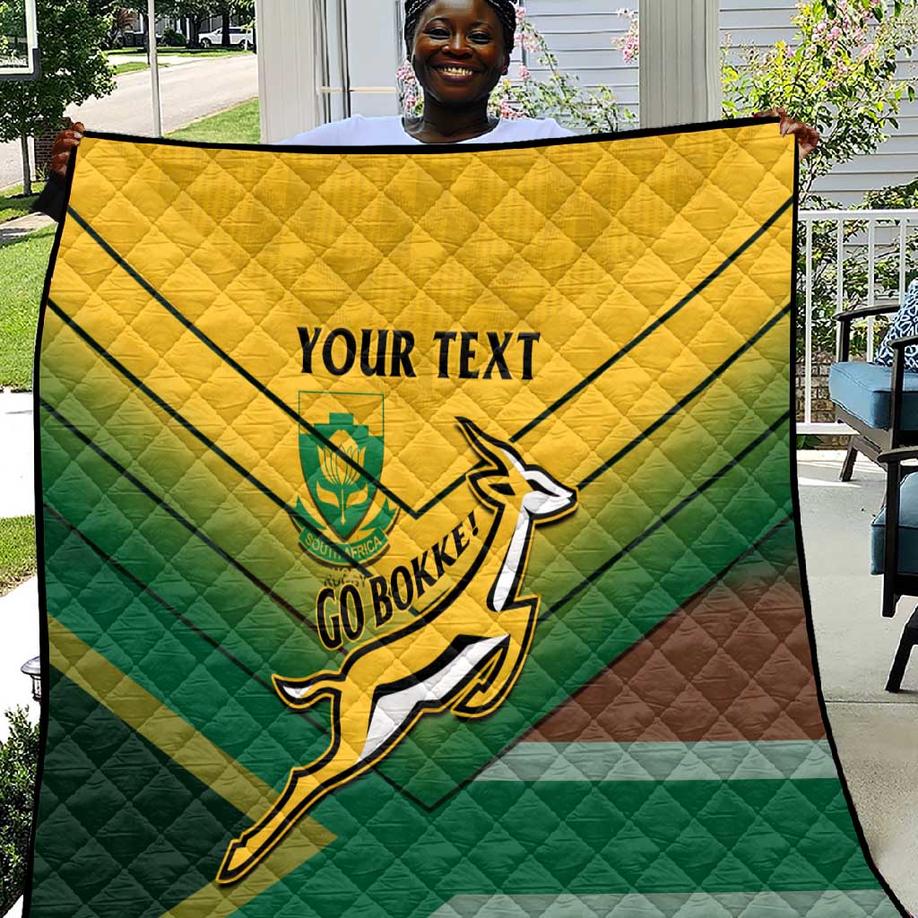 Custom South Africa Rugby Quilt Springboks Go Champions African Pattern