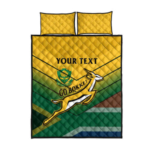 Custom South Africa Rugby Quilt Bed Set Springboks Go Champions African Pattern