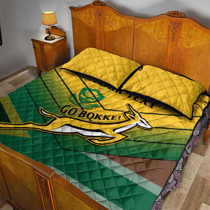 Custom South Africa Rugby Quilt Bed Set Springboks Go Champions African Pattern