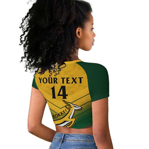 Custom South Africa Rugby Raglan Cropped T shirt Springboks Go Champions African Pattern