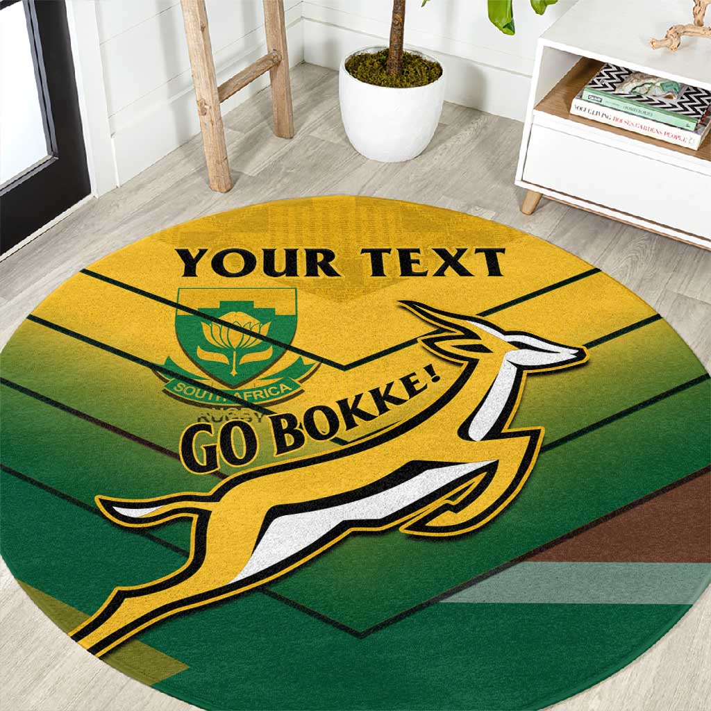 Custom South Africa Rugby Round Carpet Springboks Go Champions African Pattern