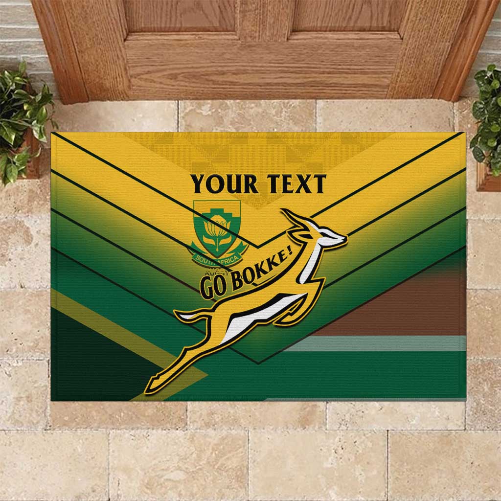 Custom South Africa Rugby Rubber Doormat Springboks Go Champions African Pattern