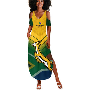 Custom South Africa Rugby Summer Maxi Dress Springboks Go Champions African Pattern