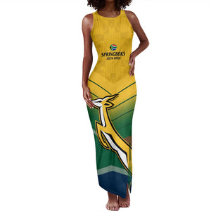 Custom South Africa Rugby Tank Maxi Dress Springboks Go Champions African Pattern