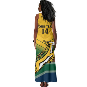 Custom South Africa Rugby Tank Maxi Dress Springboks Go Champions African Pattern