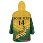 Custom South Africa Rugby Wearable Blanket Hoodie Springboks Go Champions African Pattern