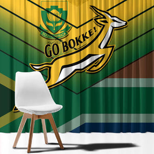 Custom South Africa Rugby Window Curtain Springboks Go Champions African Pattern