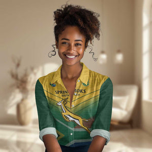 Custom South Africa Rugby Women Casual Shirt Springboks Go Champions African Pattern