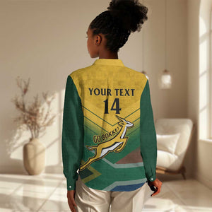 Custom South Africa Rugby Women Casual Shirt Springboks Go Champions African Pattern