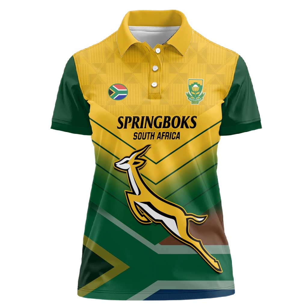 Custom South Africa Rugby Women Polo Shirt Springboks Go Champions African Pattern