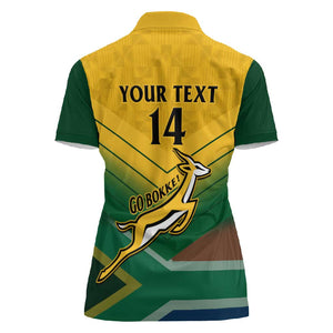 Custom South Africa Rugby Women Polo Shirt Springboks Go Champions African Pattern