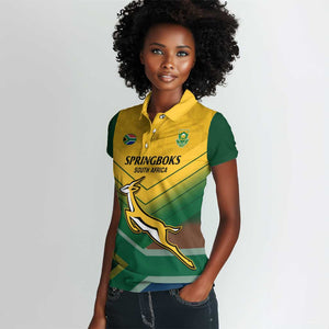 Custom South Africa Rugby Women Polo Shirt Springboks Go Champions African Pattern