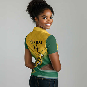 Custom South Africa Rugby Women Polo Shirt Springboks Go Champions African Pattern