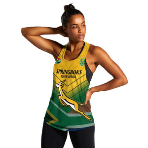 Custom South Africa Rugby Women Racerback Tank Springboks Go Champions African Pattern