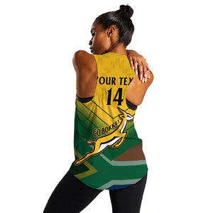 Custom South Africa Rugby Women Racerback Tank Springboks Go Champions African Pattern