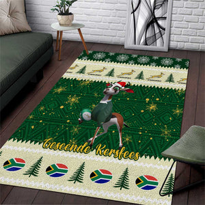 Custom South Africa Rugby Christmas Area Rug Geseende Kersfees Springboks African Pattern