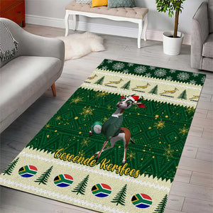 Custom South Africa Rugby Christmas Area Rug Geseende Kersfees Springboks African Pattern