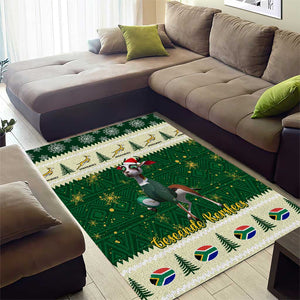 Custom South Africa Rugby Christmas Area Rug Geseende Kersfees Springboks African Pattern