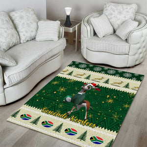 Custom South Africa Rugby Christmas Area Rug Geseende Kersfees Springboks African Pattern