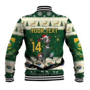 Custom South Africa Rugby Christmas Baseball Jacket Geseende Kersfees Springboks African Pattern LT14