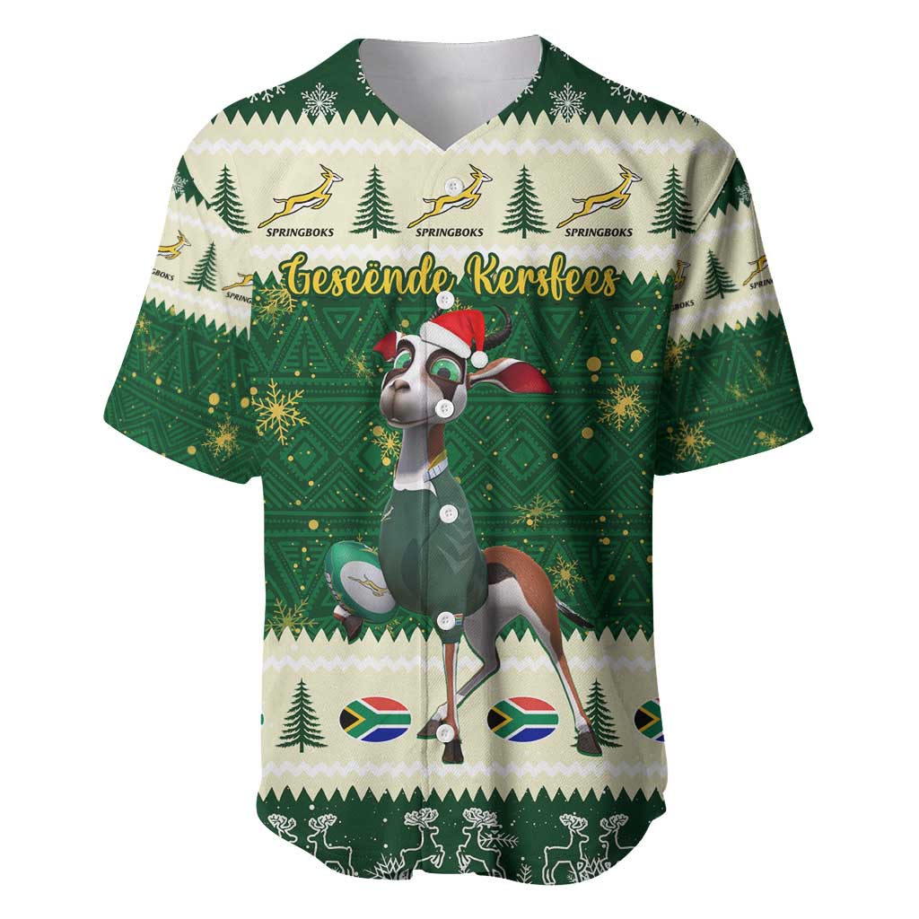 Custom South Africa Rugby Christmas Baseball Jersey Geseende Kersfees Springboks African Pattern