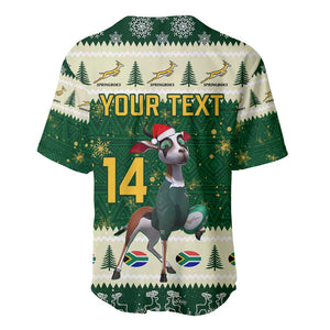 Custom South Africa Rugby Christmas Baseball Jersey Geseende Kersfees Springboks African Pattern