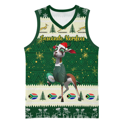 Custom South Africa Rugby Christmas Basketball Jersey Geseende Kersfees Springboks African Pattern LT14