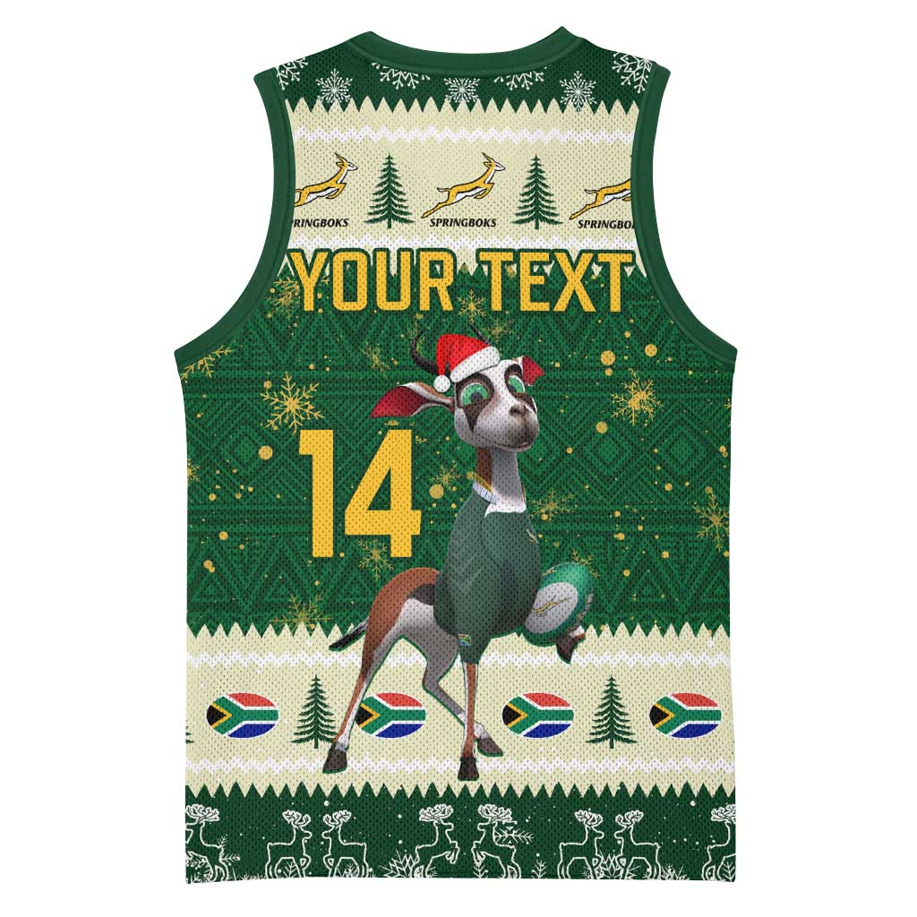 Custom South Africa Rugby Christmas Basketball Jersey Geseende Kersfees Springboks African Pattern LT14