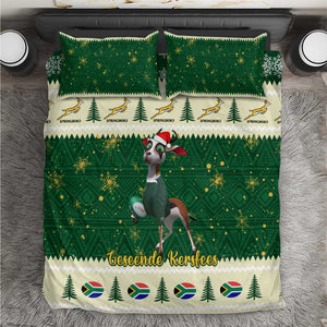 Custom South Africa Rugby Christmas Bedding Set Geseende Kersfees Springboks African Pattern