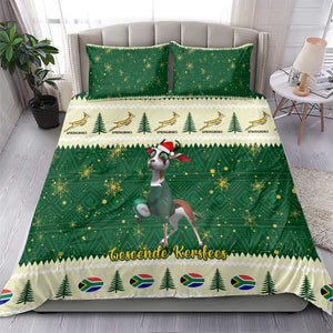 Custom South Africa Rugby Christmas Bedding Set Geseende Kersfees Springboks African Pattern