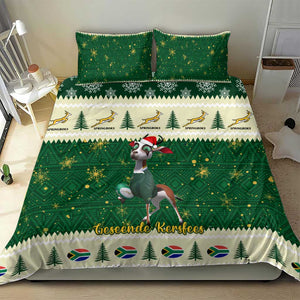 Custom South Africa Rugby Christmas Bedding Set Geseende Kersfees Springboks African Pattern