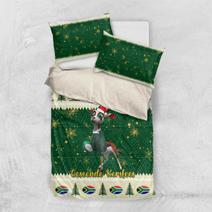 Custom South Africa Rugby Christmas Bedding Set Geseende Kersfees Springboks African Pattern