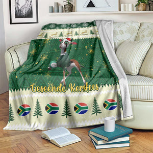 Custom South Africa Rugby Christmas Blanket Geseende Kersfees Springboks African Pattern