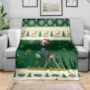 Custom South Africa Rugby Christmas Blanket Geseende Kersfees Springboks African Pattern