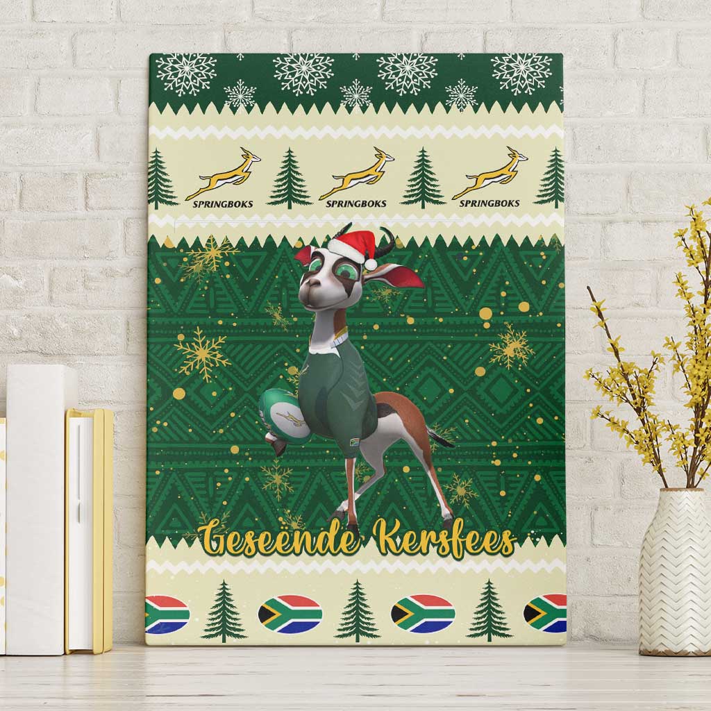 Custom South Africa Rugby Christmas Canvas Wall Art Geseende Kersfees Springboks African Pattern