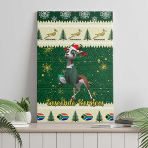 Custom South Africa Rugby Christmas Canvas Wall Art Geseende Kersfees Springboks African Pattern