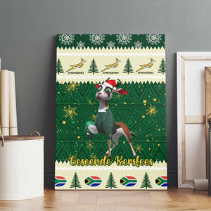 Custom South Africa Rugby Christmas Canvas Wall Art Geseende Kersfees Springboks African Pattern