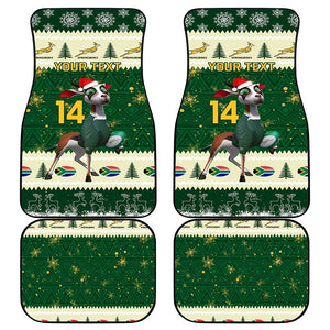 Custom South Africa Rugby Christmas Car Mats Geseende Kersfees Springboks African Pattern