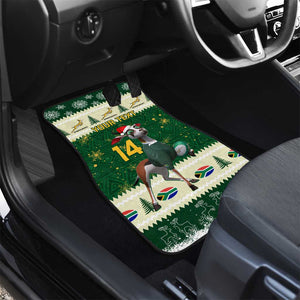 Custom South Africa Rugby Christmas Car Mats Geseende Kersfees Springboks African Pattern