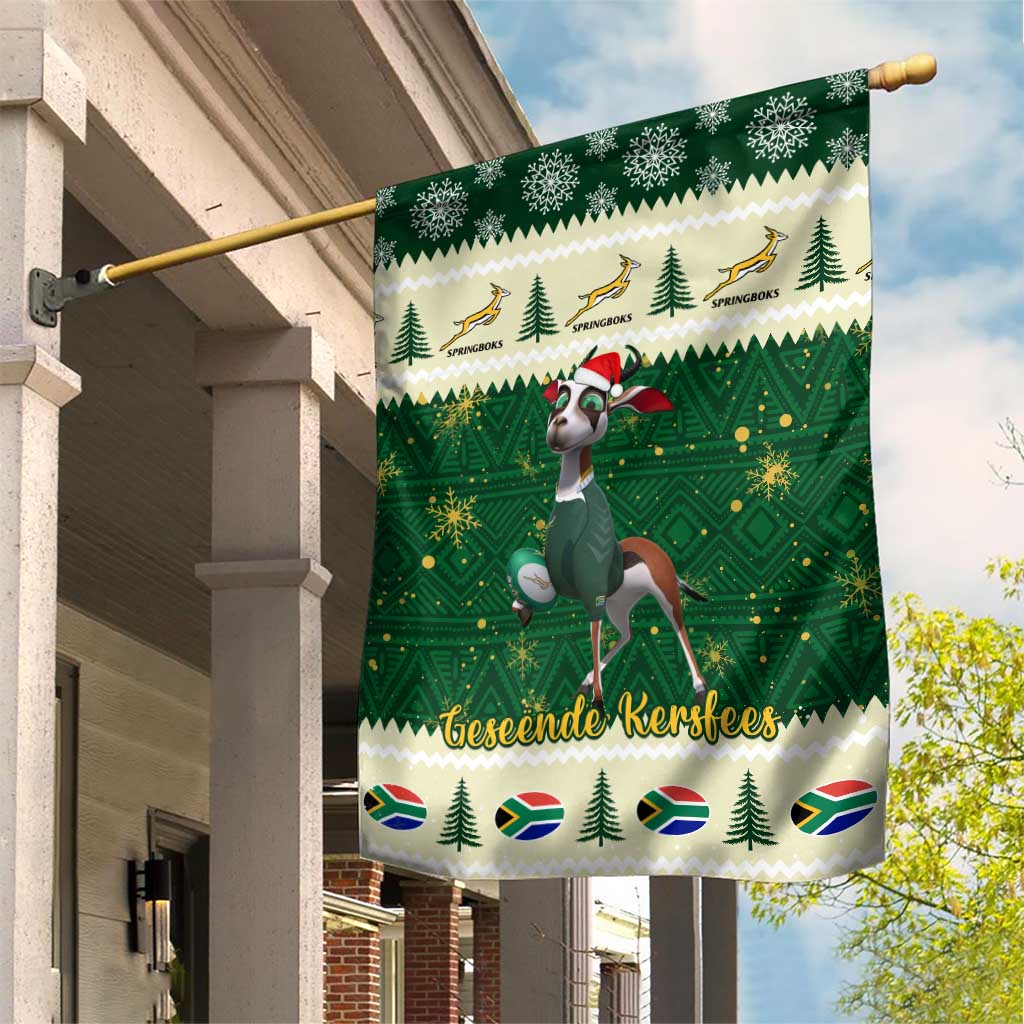 Custom South Africa Rugby Christmas Garden Flag Geseende Kersfees Springboks African Pattern